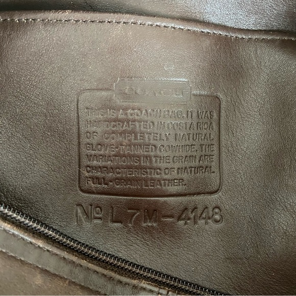 Vintage Brown Leather Gold Hardware Zippered Coach Hand Bag Shoulder Bag Purse - Picture 13 of 14